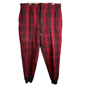 Vintage Woolrich 1940’s Men's Red Plaid Hunting Wool Pants Size 40 Heritage